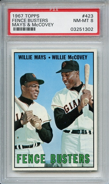 1967 TOPPS 423 FENCE BUSTERS W.MAYS/W.McCOVEY PSA NM-MT 8