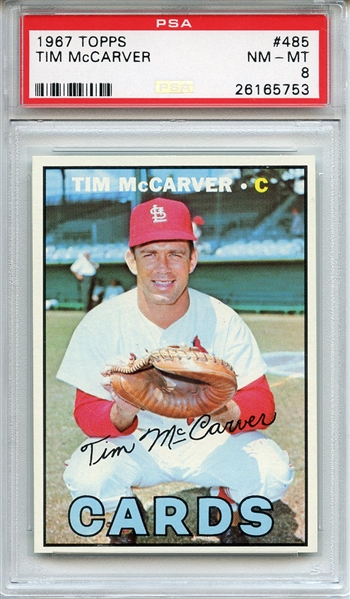 1967 TOPPS 485 TIM McCARVER PSA NM-MT 8