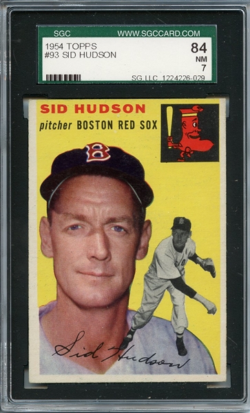 1954 Topps 93 Sid Hudson SGC NM 84 / 7