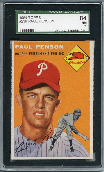1954 Topps 236 Paul Penson SGC NM 84 / 7