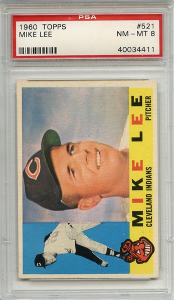 1960 TOPPS 521 MIKE LEE PSA NM-MT 8