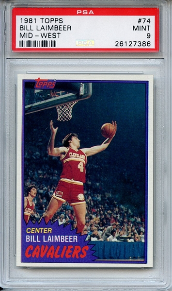 1981 TOPPS 74 BILL LAIMBEER MID-WEST PSA MINT 9