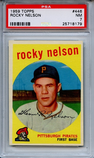 1959 TOPPS 446 ROCKY NELSON PSA NM 7