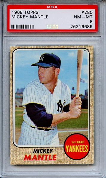 1968 TOPPS 280 MICKEY MANTLE PSA NM-MT 8