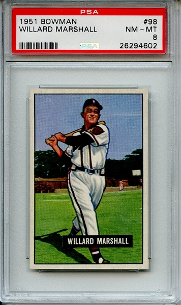 1951 BOWMAN 98 WILLARD MARSHALL PSA NM-MT 8