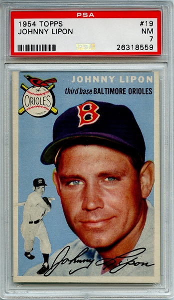 1954 TOPPS 19 JOHNNY LIPON PSA NM 7