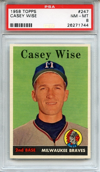 1958 TOPPS 247 CASEY WISE PSA NM-MT 8
