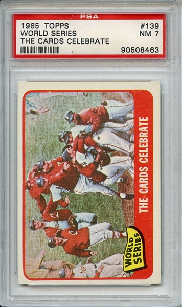 1965 TOPPS 139 WORLD SERIES THE CARDS CELEBRATE PSA NM 7