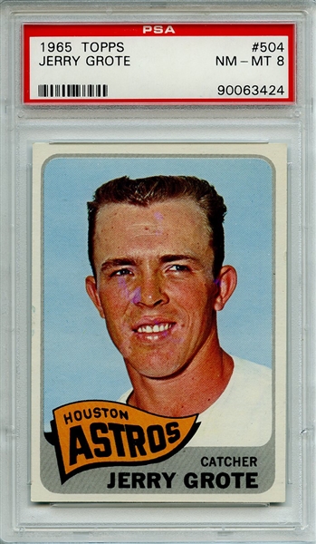 1965 TOPPS 504 JERRY GROTE PSA NM-MT 8