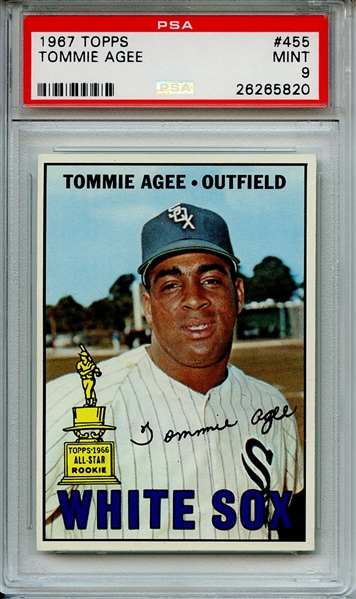 1967 TOPPS 455 TOMMIE AGEE PSA MINT 9
