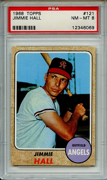 1968 TOPPS 121 JIMMIE HALL PSA NM-MT 8