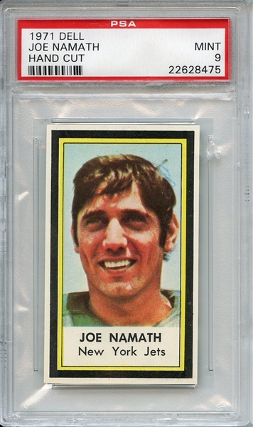 1971 DELL JOE NAMATH HAND CUT PSA MINT 9