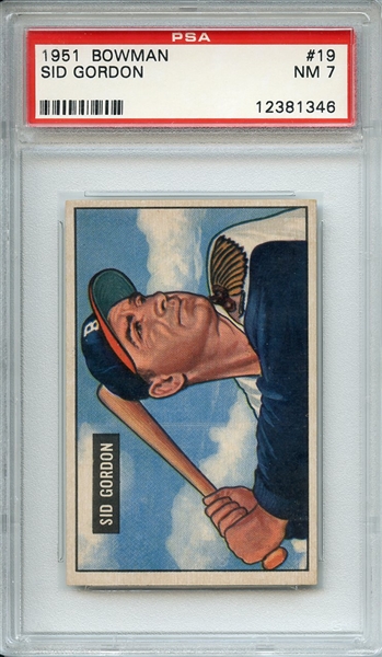 1951 BOWMAN 19 SID GORDON PSA NM 7