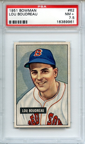 1951 BOWMAN 62 LOU BOUDREAU PSA NM+ 7.5