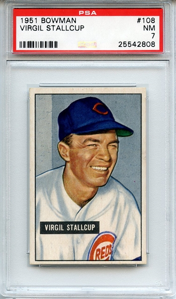 1951 BOWMAN 108 VIRGIL STALLCUP PSA NM 7