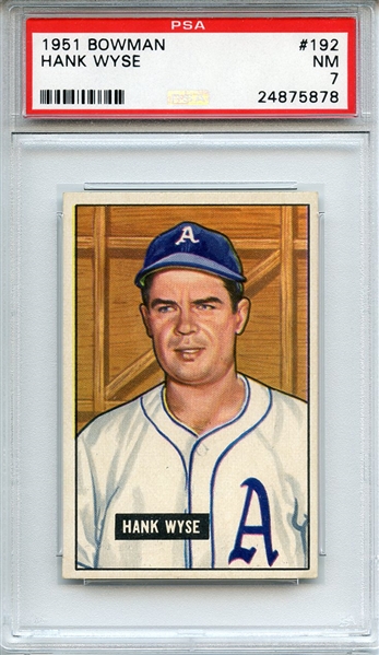 1951 BOWMAN 192 HANK WYSE PSA NM 7