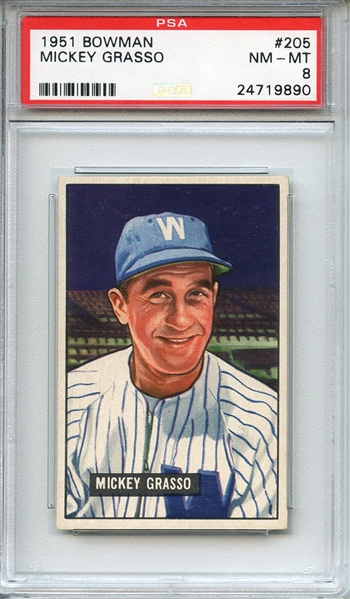 1951 BOWMAN 205 MICKEY GRASSO PSA NM-MT 8