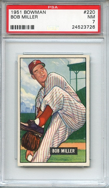 1951 BOWMAN 220 BOB MILLER PSA NM 7