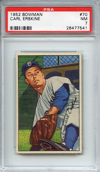 1952 BOWMAN 70 CARL ERSKINE PSA NM 7