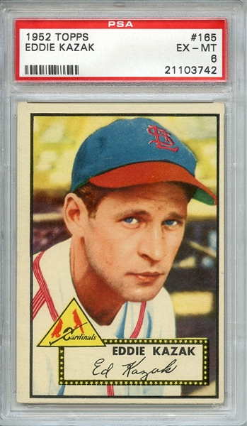 1952 TOPPS 165 EDDIE KAZAK PSA EX-MT 6