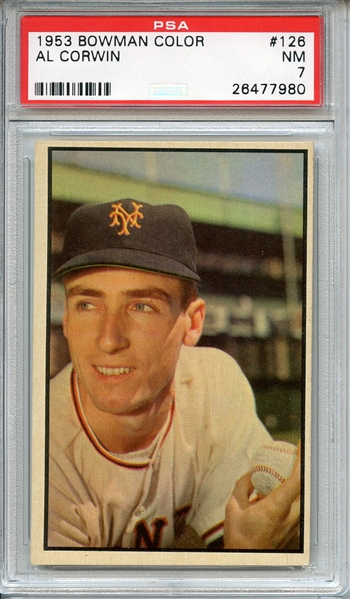 1953 BOWMAN COLOR 126 AL CORWIN PSA NM 7