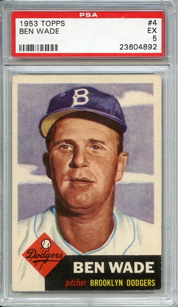 1953 TOPPS 4 BEN WADE PSA EX 5