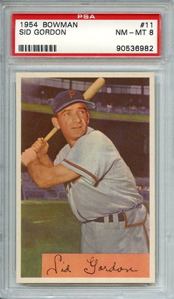 1954 BOWMAN 11 SID GORDON PSA NM-MT 8