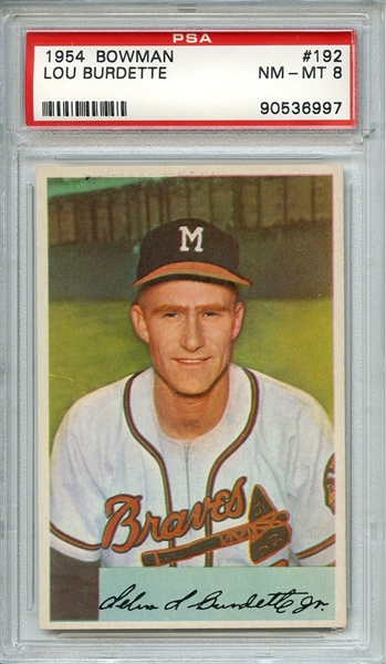 1954 BOWMAN 192 LOU BURDETTE PSA NM-MT 8