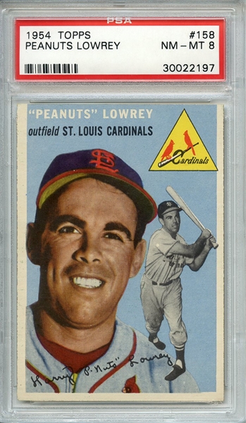 1954 TOPPS 158 PEANUTS LOWREY PSA NM-MT 8