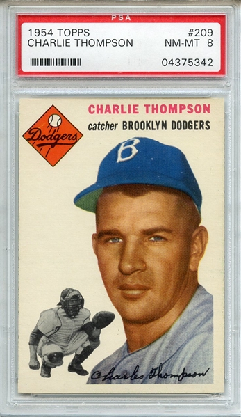 1954 TOPPS 209 CHARLIE THOMPSON PSA NM-MT 8