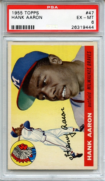 1955 TOPPS 47 HANK AARON PSA EX-MT 6