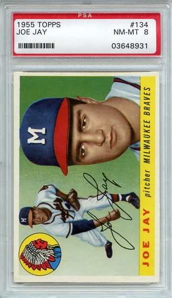 1955 TOPPS 134 JOE JAY PSA NM-MT 8