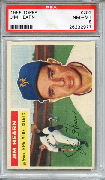 1956 TOPPS 202 JIM HEARN PSA NM-MT 8