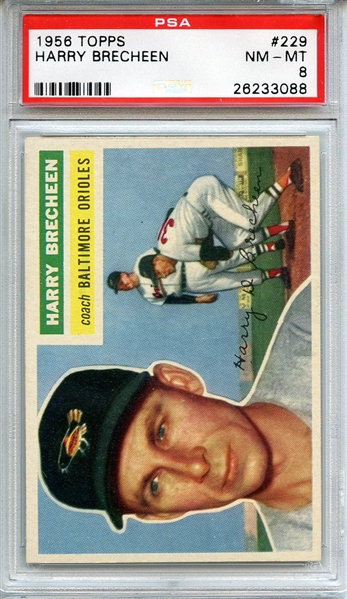 1956 TOPPS 229 HARRY BRECHEEN PSA NM-MT 8