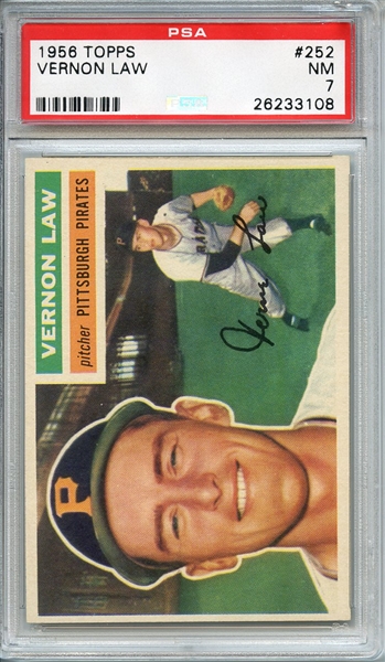 1956 TOPPS 252 VERNON LAW PSA NM 7