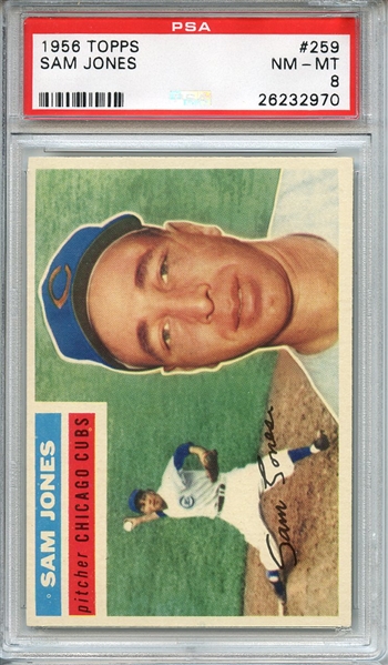 1956 TOPPS 259 SAM JONES PSA NM-MT 8