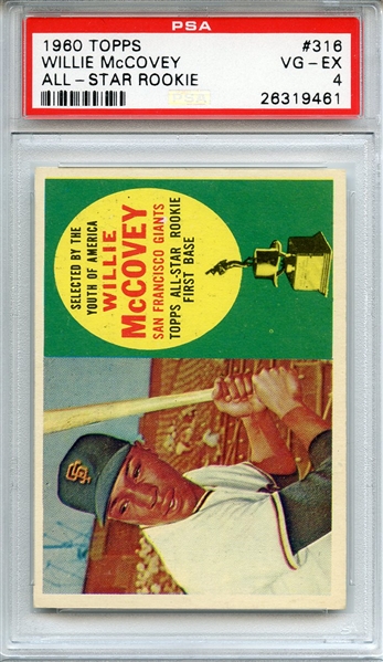 1960 TOPPS 316 WILLIE McCOVEY ALL-STAR ROOKIE PSA VG-EX 4