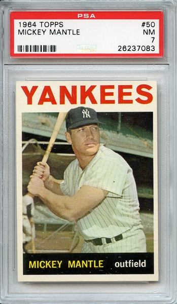 1964 TOPPS 50 MICKEY MANTLE PSA NM 7