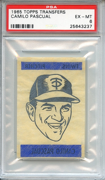 1965 TOPPS TRANSFERS CAMILO PASCUAL PSA EX-MT 6