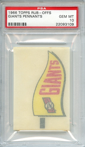 1966 TOPPS RUB-OFFS GIANTS PENNANTS PSA GEM MT 10