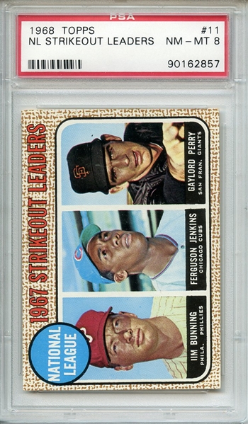 1968 TOPPS 11 NL STRIKEOUT LEADERS PSA NM-MT 8