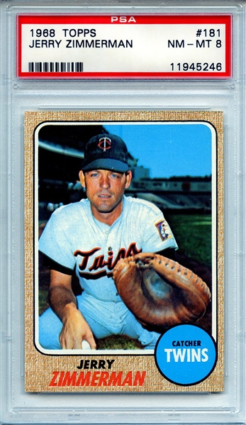 1968 TOPPS 181 JERRY ZIMMERMAN PSA NM-MT 8