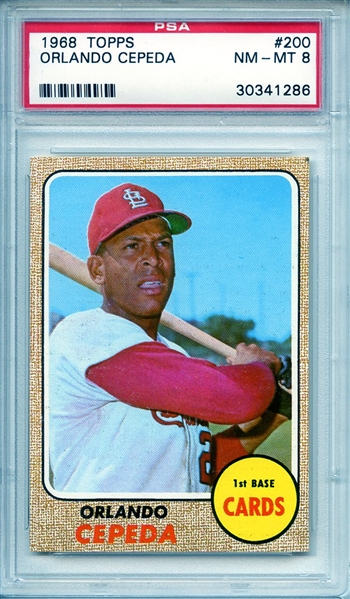 1968 TOPPS 200 ORLANDO CEPEDA PSA NM-MT 8