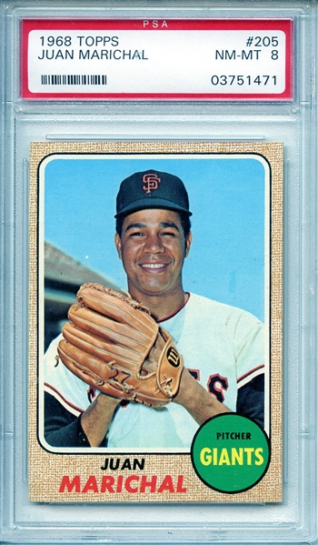 1968 TOPPS 205 JUAN MARICHAL PSA NM-MT 8