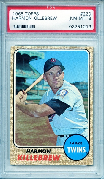 1968 TOPPS 220 HARMON KILLEBREW PSA NM-MT 8