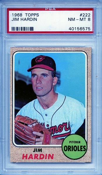 1968 TOPPS 222 JIM HARDIN PSA NM-MT 8