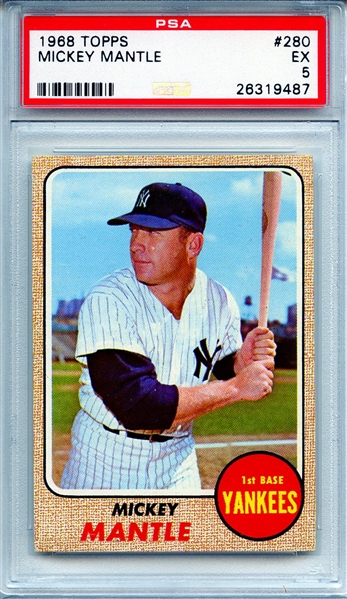 1968 TOPPS 280 MICKEY MANTLE PSA EX 5