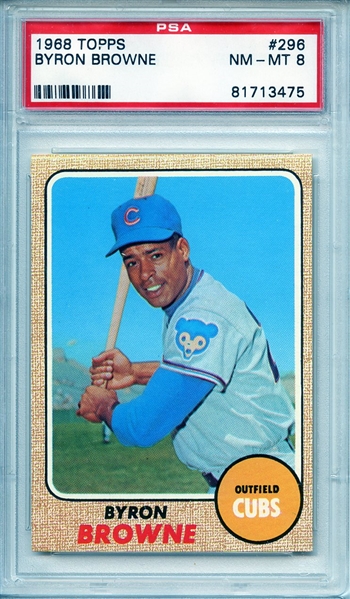 1968 TOPPS 296 BYRON BROWNE PSA NM-MT 8