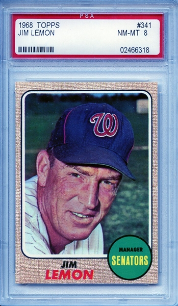 1968 TOPPS 341 JIM LEMON PSA NM-MT 8