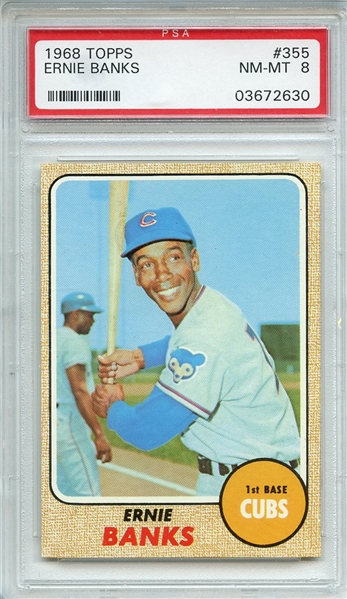 1968 TOPPS 355 ERNIE BANKS PSA NM-MT 8